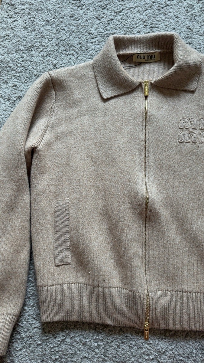 Miu Miu Wool/Cashmere Zip-Up Knit Jacket View 5