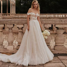 Sweetheart Lace Up A-Line Wedding Dress Customized Beading 3D Flowers Appliques