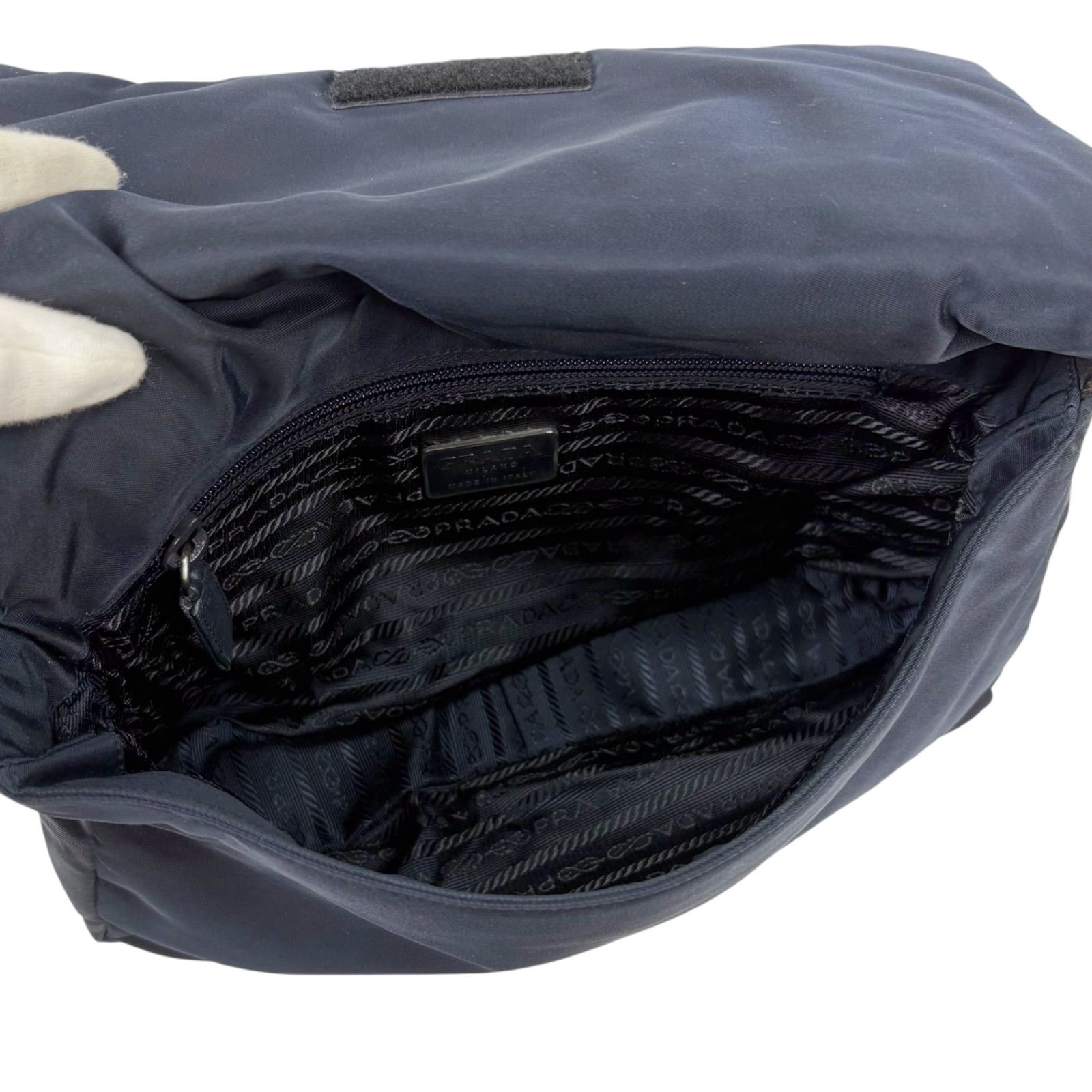 Prada Triangle Logo Nylon Shoulder Bag Navy Tessuto Nylon Authentic Vintage thumbnail 8