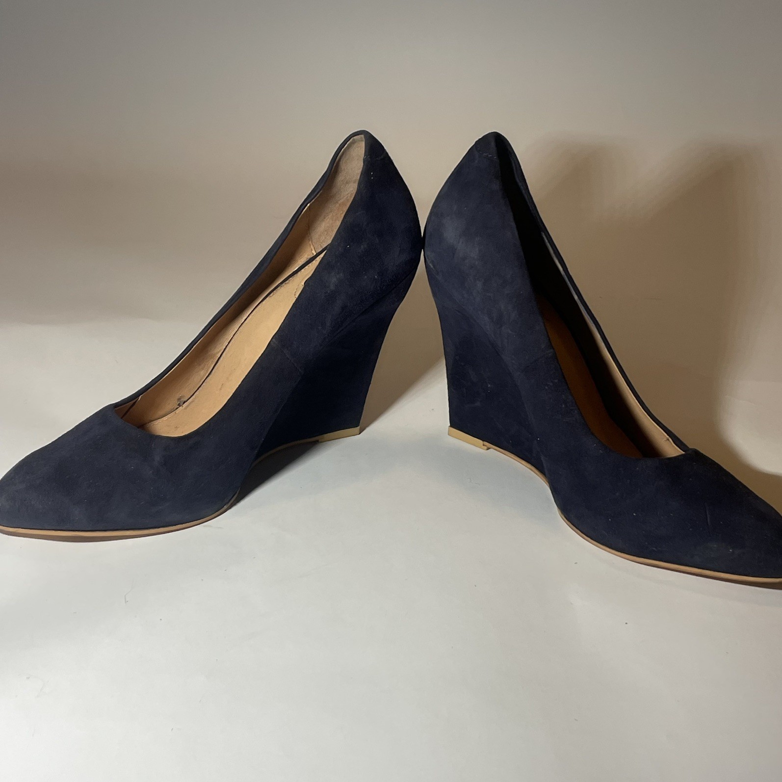H&M Women's Navy Suede Platform WEDGE Heels Sz 8.5 