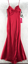 XSCAPE Dress Womens Sz 6 RED LONG SATIN BOW Occasion Cocktail Dress NWT