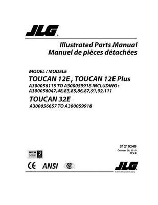 JLG TOUCAN 12E 12E Plus 32E Vertical Lift Parts Catalog Manual 31210249 Multi la