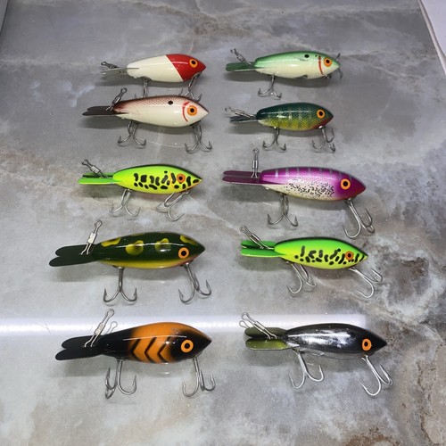 (10) TEN Vintage Bomber Crankbait Fishing Lures Some Are Wood L772 - 第 1/3 張圖片