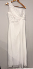 After Six One Shoulder White Chiffon Bridesmaid Formal Gown Sz 12 Event Wedding