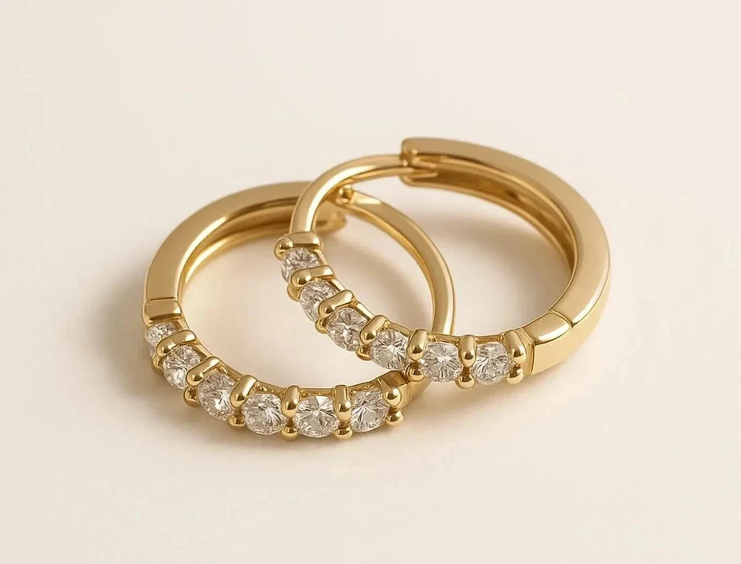 1CT Round Cut White Moissanite Women's Hoop Earrings 14K Yellow Gold Plated