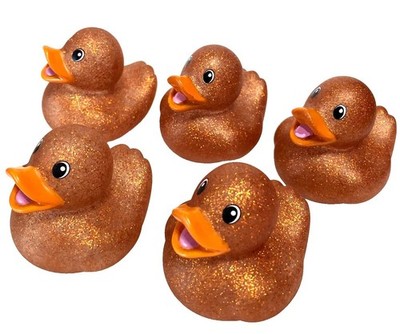 5 COPPER 2'' MATTE GLITTER SPARKLE CRUISING DUCKS RUBBER DUCKIES CRUISE DUCK