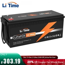 LiTime 12V 200Ah LiFePO4 Deep Cycle Lithium Battery for RV Marine Off-grid Solar