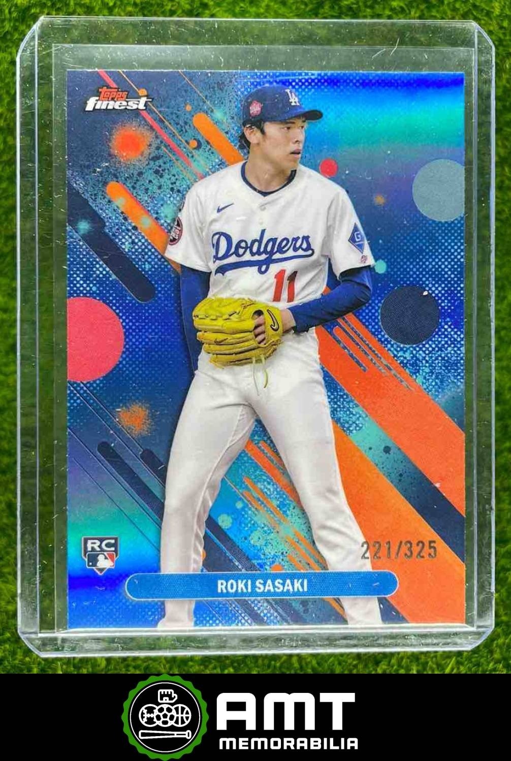 Roki Sasaki RC 2025 Topps Finest 221/325 Common Sky Blue Refractor Dodgers #40
