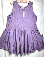 NWT Anthropologie Saturday Sunday Purple Tank Short Dress 2x Sleeveless Tiered