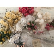 Vintage Millinery Flower Bundle  100 Stems  Mixed Roses Buds  Bridal Florals