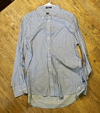Chaps Classic Fit Wrinkle Resistant Check Dress Shirt Blue/White 16.5 34/35