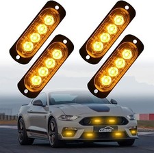 4x Led Emergency Strobe Light Bar Amber Warning Flashing Lights For Truck Suv At