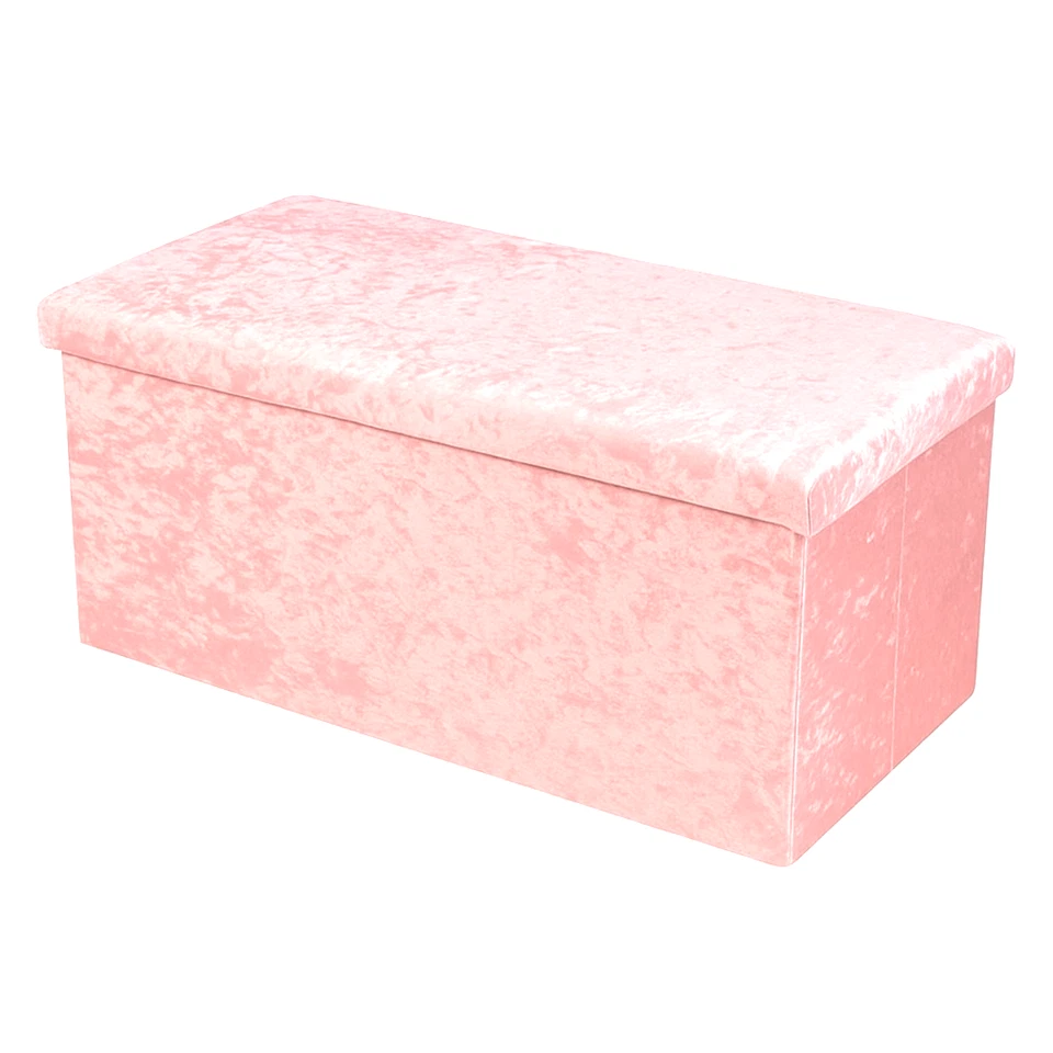 Crushed Velvet Rectangle Ottoman Storage Bench Elegant Padded SeatHidden Stoarge - Image 2 of 2