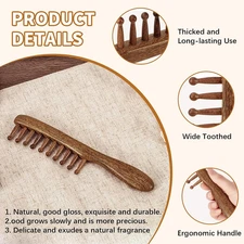 2 PCS Loc Brush for Dreads, Natural Golden Sandalwood Comb, Scraping Massage ...