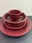 Vintage Fiestaware Maroon 5 Pc Place Setting Fiesta Set Cup Plates Bowls