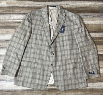 Hart Schaffner Marx Sports Coat Blazer Jacket Mens 54L Worsted Wool Windowpane