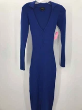 Pre-Owned Bardot Blue Size XS Ribbed Maxi Long Sleeve Dress