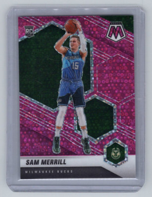 2020-21 Panini Mosaic Pink Fast Break Prizm Sam Merrill RC 16/20 Milwaukee Bucks
