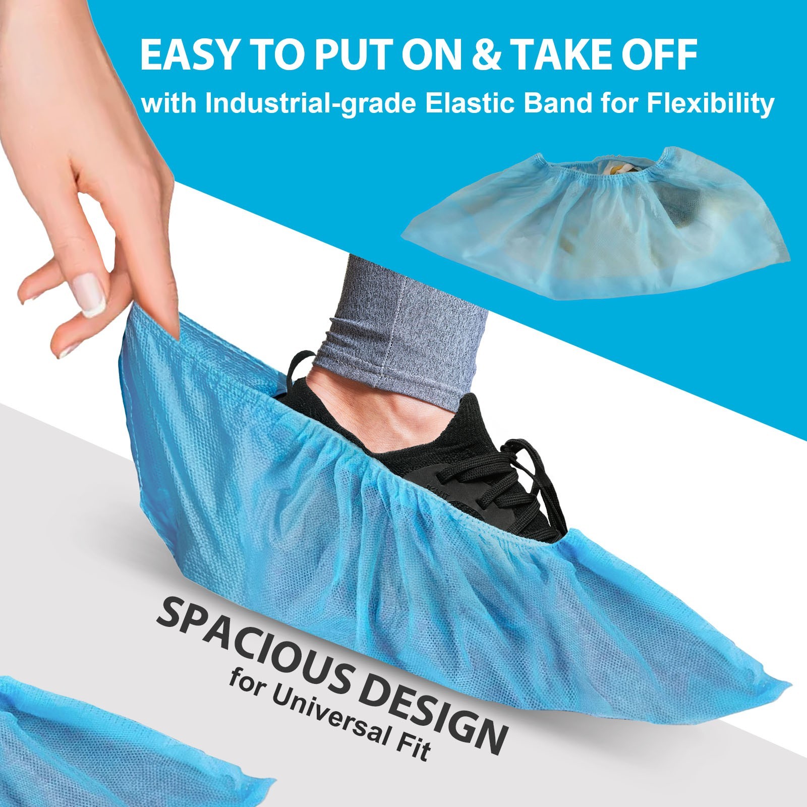 100% Latex Free Anti-Slip Disposable Non-Woven PP Shoes Cover Non-Slip