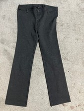 Express Ponte Pant Women L Gray Button Stretch Straight Leg Workwear Office