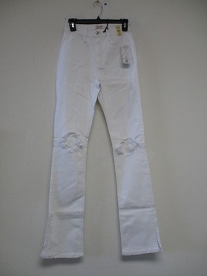 Vibrant MIU Jean Juniors 5 White Distressed Flared Stretch Denim 25x30 EP1957