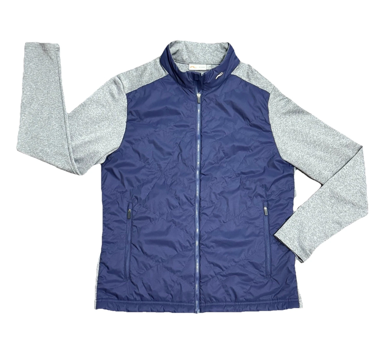 KJUS Men Jacket 52 L Hybrid Full Zip Blue Gray Stretch Golf Performance