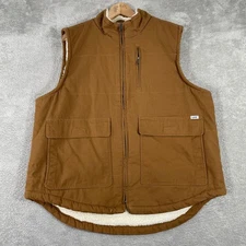 Lee Workwear Sherpa Lined Canvas Vest Mens Large Brown Utility Work Outdoor