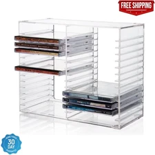 Stackable Clear Plastic CD Holder - Holds 30 Standard CD Jewel Cases