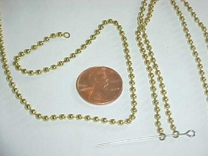 6 VINTAGE BRASS 2mm. BALL CHAIN 15" SECTIONS WITH LOOPED ENDS L901