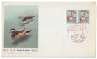 Japan 1955  Mandarin duck  pair on FDC with a better cachet