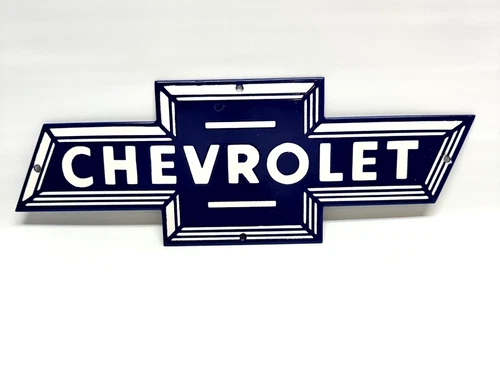 Chevrolet Chevy Bow Tie - Vintage Porcelain Sign - Dealership Service Station