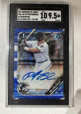2019 Bowman Chrome Draft Blue Wave Auto Peyton Burdick #CDA-PB SGC 9.5 113/150 …