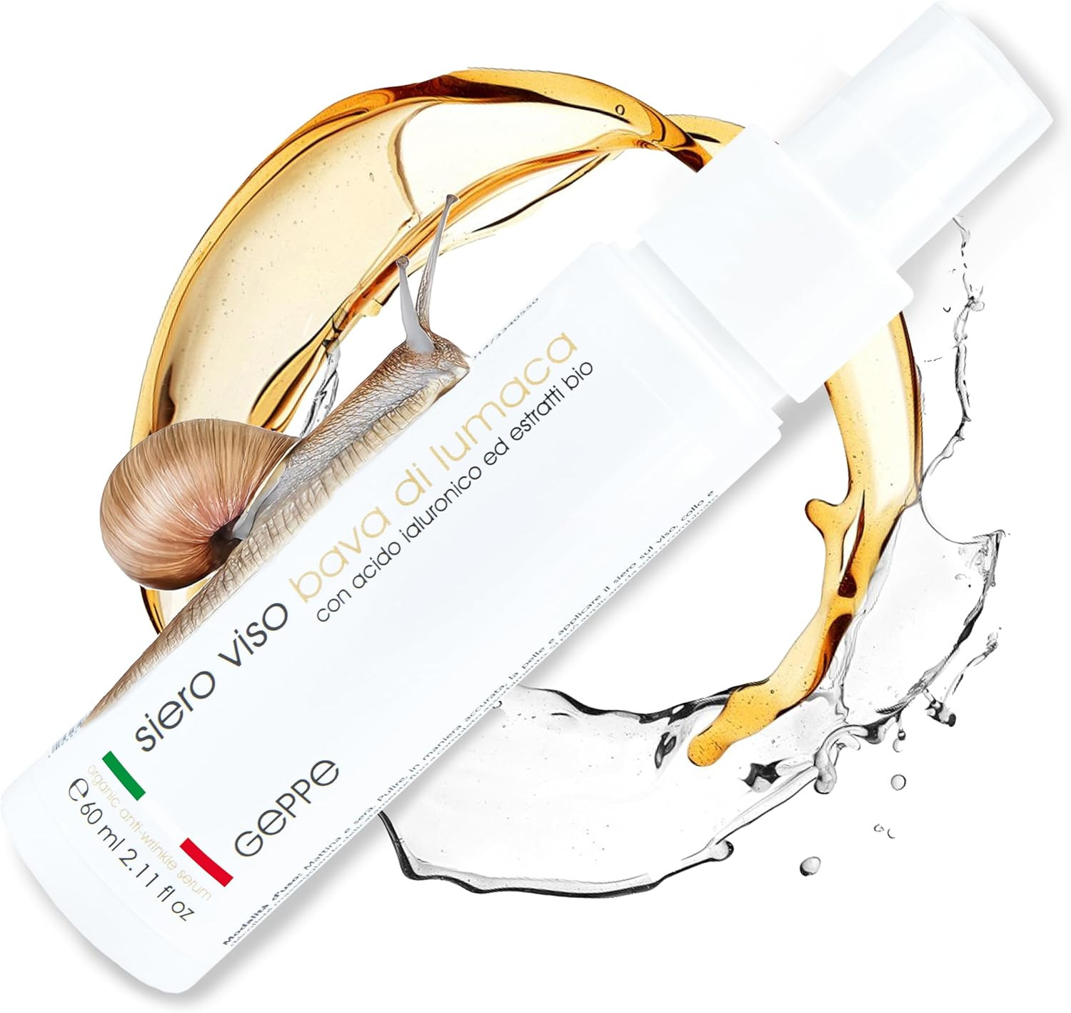 Bio Siero Viso 60ml con Bava di Lumaca 70% e Acido Ialuronico Puro