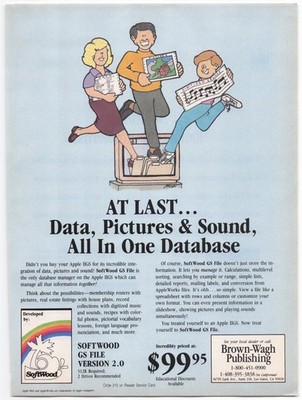 SoftWood Electronics Ad Apple IIGS GS File Database Software 1980s Retro Tech