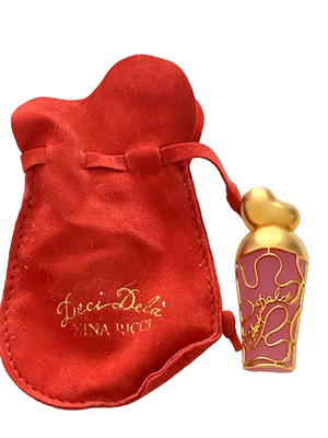 Vintage Nina Ricci Deci Dela Perfume Bottle Pink Shaped Brooch / Pin in Bag