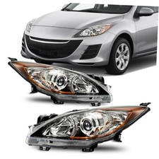 Headlights Assembly Compatible with Chrome Housing Clear Lens Amber Reflector