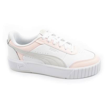 Puma Carina Mia Damen Sneaker Freizeitschuhe Alltagsschuhe Lederschuhe Weiß Rosa