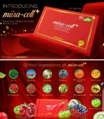 Complément Alimentaire Miira-Cell+ Stem Cell Anti-Âge - 24 Sachets, Origine Malaisie
