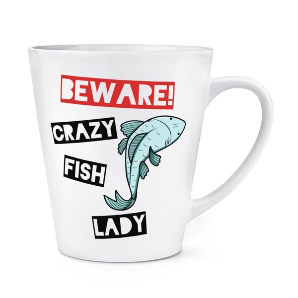 Beware VerrüCkte Fisch Damen 341Ml Latte Becher Tasse - Lustig Tiere-image