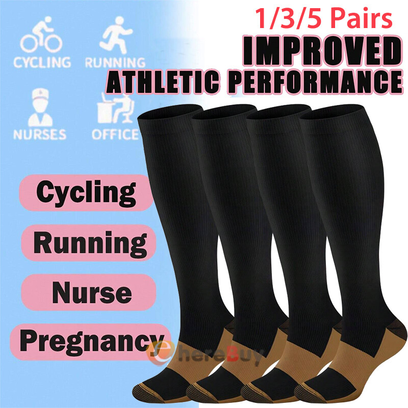 Compression Socks for Women & Men Knee High Medical Support 20-30 mmHg Sizes S-XL-image