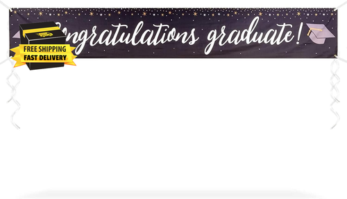Graduation Party Yard Sign, Congratulations Graduate Banner (10 X 1.5 Ft) ⭐️⭐️⭐️
