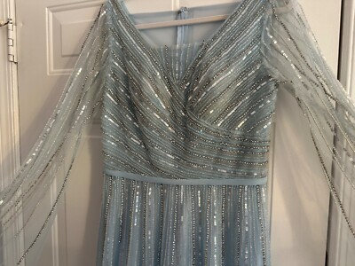 Local Designer Light Blue Formal Dress Size 12 Made in Turkey