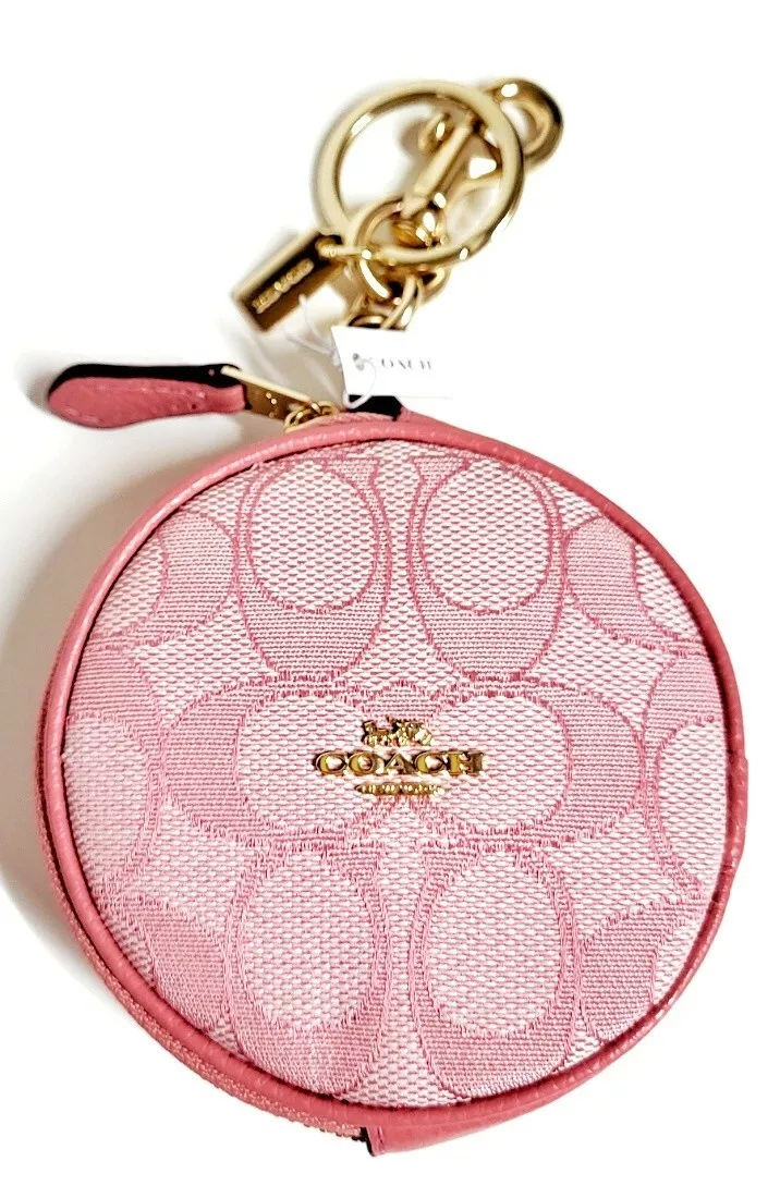 Circular coin pouch bag charm in signature canvas clearance