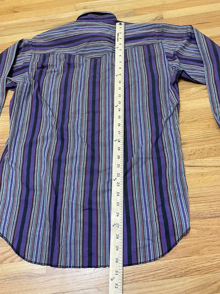 Camisa Rustler Western abotonada para hombre (15,5-34/35) colas X púrpura a rayas Foto 3 de 4