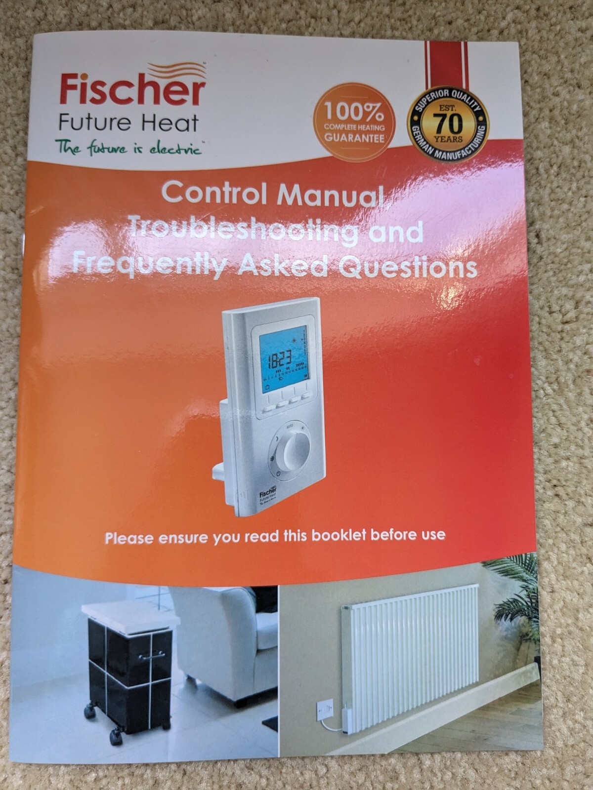 Large Fischer Electric Radiator Heater Wireless Thermostat eBay