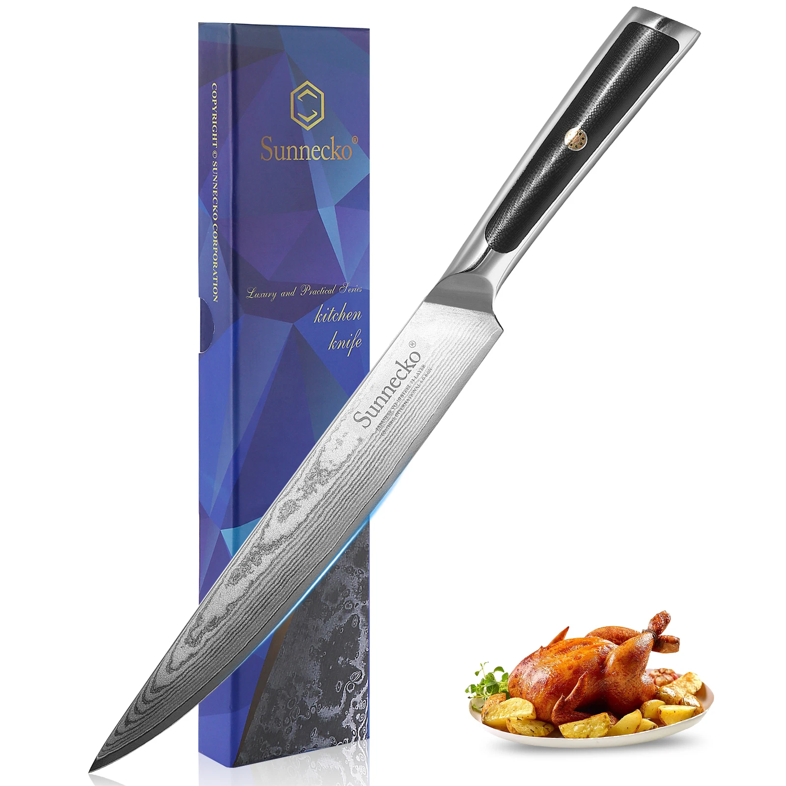 8 Inch Slicing Knife Japanese VG10 Damascus Steel Kitchen Chef's Cutting Knife
Opens in a new window