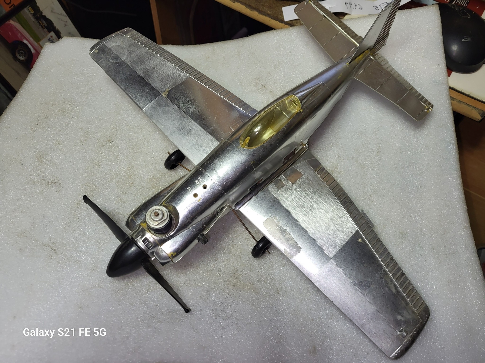 Vintage Tyco R/C Gas Engine Chrome WW II Fighter Plane 16