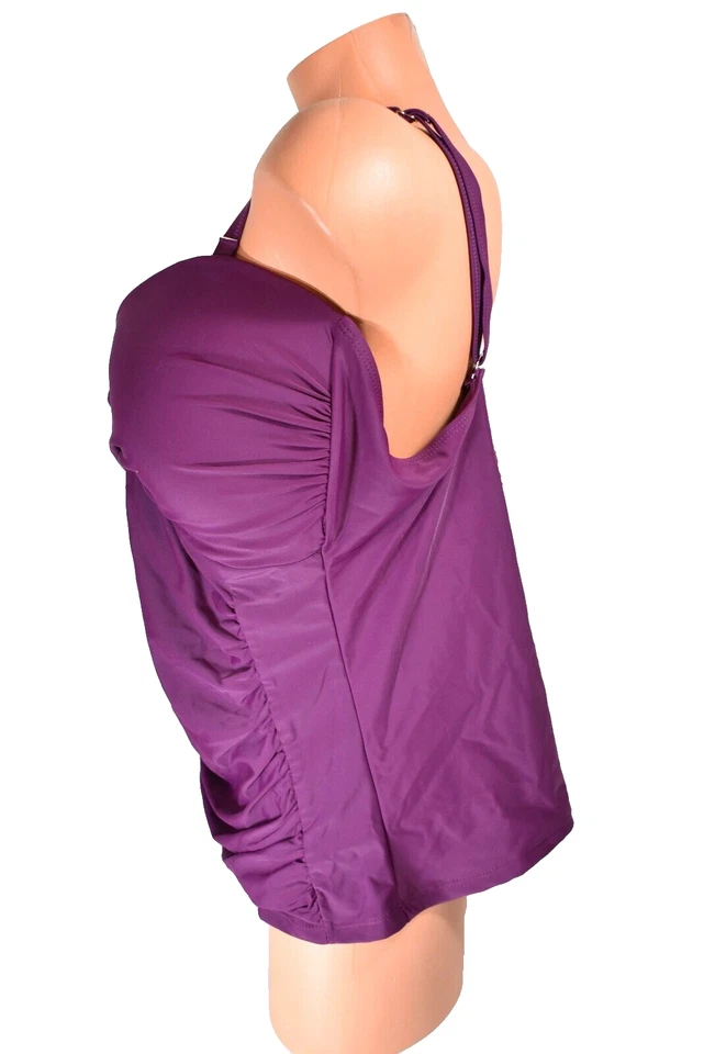 Women's Tropical Escape Purple Plus Size Tankini Bathing Suit Top Size 22W NWT - Image 2 of 4