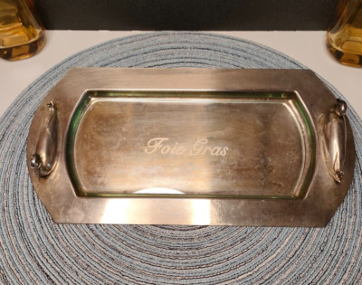 Fettes Tablett aus Metall plus Glas und Griffe in Form von Enten