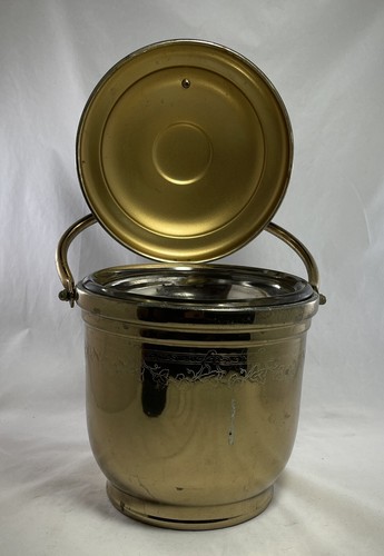 VINTAGE UNITED BRASS ICE BUCKET WITH GLASS LINER - Picture 2 of 8
